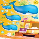 贴纸画海底世界鱼3D立体墙贴可移除包邮儿童房幼儿园洗手间海洋馆