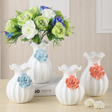 创意花瓶摆件陶瓷简约客厅白色餐桌花瓶插花小装饰艺术仿真花套装