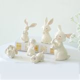 创意树脂工艺品兔可爱动物家居电视柜办公室儿童房桌面装饰小摆件