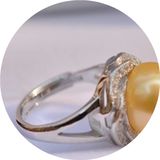 天然珍珠戒指925纯银天然珍珠粉韩版礼品送妈妈强光可调节口