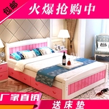 木床1.8米双人床白色松木床1.5单人床公主床欧式床成人床经济型实