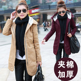 2015秋冬季新款韩版大码女装修身加棉加厚中长款风衣外套休闲棉衣