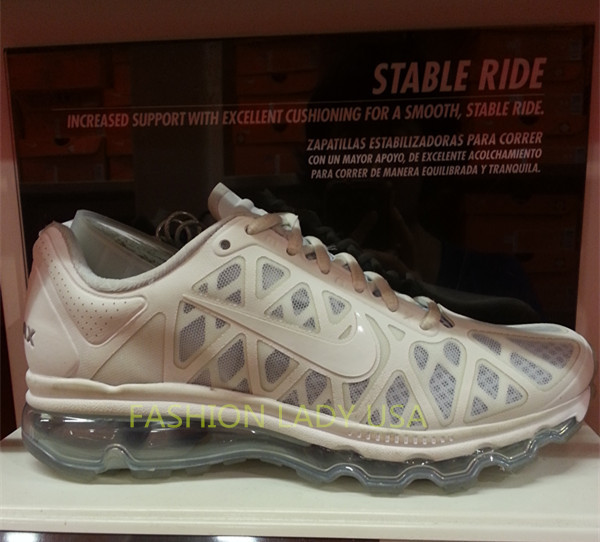 美国专柜 nike air max 2011女士白色透明气垫跑步鞋