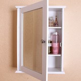 白色带门镜子墙柜 欧式浴室小吊柜卫生间拉手挂柜子 置物收纳壁柜