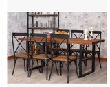 美式复古家具实木做旧餐桌办公会议桌子吧台桌铁艺饭桌椅组合