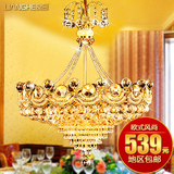 金色圆形LED水晶灯饰饭厅餐桌房间卧室书房客厅灯具餐厅吊灯8023
