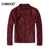 Simwood2015秋冬季男士机车立领皮衣欧美皮衣水洗修身皮衣潮外套