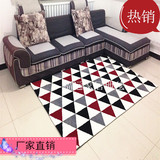 热销包邮黑与红几何图案个性时尚茶几毯客厅沙发卧室长方形红地毯