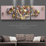 创意幸福树现代简约客厅三联装饰画沙发背景墙立体壁画办公室挂画