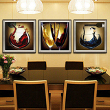 现代简约欧式 客厅餐厅装饰画 手绘工艺油画 餐馆组合红酒抽象画