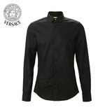 Versace/范思哲男装长袖衬衫男士黑色LOGO衬衫16年新款 潮 男衬衫