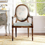 现货美式新古典餐椅仿古做旧餐椅法式简约扶手书椅欧式实木餐椅