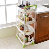 厨房置物架收纳储物车浴室塑料带轮子可移动三层架卫生间整理架