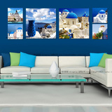 客厅沙发背景墙壁装饰画 地中海风格 无框画 组合成品画 墙上挂画