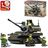 小鲁班拼装积木军事打仗坦克模型益智启蒙乐高式男孩玩具6-7-10岁