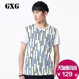 GXG男装 2015春季新品 男士时尚圆领短袖/个性条纹T恤#41244104