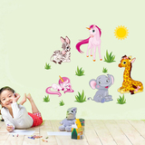 卡通墙贴 儿童房幼儿园教室装饰贴纸画 小马宝莉长颈鹿动物贴画图