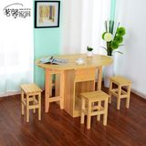 实木餐桌 简约松木餐桌椅 一桌四椅组合 圆桌 可伸缩 折叠桌
