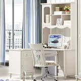 田园实木电脑桌卧室家具韩式转角书桌白色写字台连体书架组合书柜
