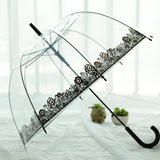 8骨加厚透明雨伞 日式小清新长柄伞创意自动男女情侣雨伞大拱形伞