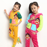 代购2016春秋季韩版女童套装大嘴猴儿童休闲运动两件套天鹅绒卫衣