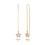 韩国正品代购14K纯金黄金玫瑰金白金满钻五角星星星时尚耳线耳环