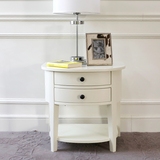 简约现代小美式半圆形床头柜白色实木抽屉设计师北欧宜家卧室家具