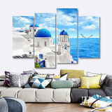 地中海客厅装饰画现代简约沙发背景三联无框画北欧风格挂画壁画