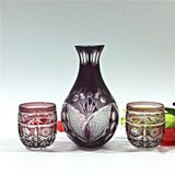 日式请酒壶 清酒杯 切子玻璃杯 纯手工制作的雕刻工艺欢迎选购