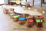 实木质儿童桌幼儿园学习桌宝宝游戏画画早教方桌扇形拼接组合课桌