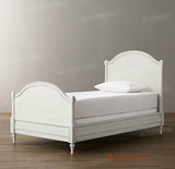 外贸美式实木双人床 欧式1.5米床做旧白 法式复古实木儿童床环保