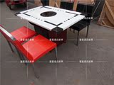 厂家直销大理石电磁炉不锈钢火锅桌 实木烧烤店烤肉店火锅桌椅