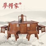 古典家具 花梨木功夫茶台 中式实木茶桌椅组合茶几红木扇形茶艺桌