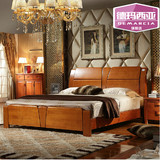 新古典实木床 1.8米橡木双人床 储物高箱硬板床 家具床铺