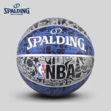 SPALDING官方旗舰店NBA涂鸦系列橡胶室外篮球-Blue 83-176y