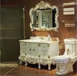 欧式美式仿古浴室柜卫浴柜橡木落地洗手盆柜组合现货新款卫浴家具