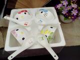 kitty日式陶瓷餐具套装 卡通创意饭碗礼盒4件套 家用儿童碗匙套餐
