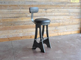 新款美式吧台椅铁艺实木酒吧椅简约现代高脚椅复古吧椅凳前台椅子