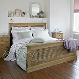 美式乡村外贸出口原单方床双人床 法式复古做旧实木婚床卧室家具