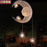 沃桑LED灯星星月亮吊灯创意简约时尚卧室灯儿童餐厅灯水晶吊灯具