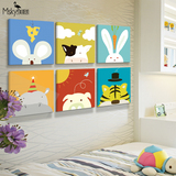 现代儿童房客厅卧室装饰画无框画墙画壁画 卡通十二生肖动物挂画