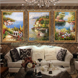 手绘地中海风景油画欧式田园客厅餐厅楼梯玄关有框装饰挂画YHY042