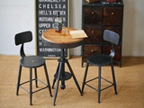 法式铁艺咖啡桌椅 可升降茶几 做旧圆桌 现代简约餐桌椅 组合