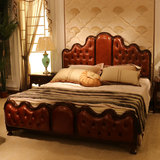 欧式真皮床现代简约卧室公主床1.8米双人床美式高档实木家具婚床