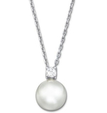 送女友礼物 奥地利水晶5032907白色优雅珍珠项链锁骨链 925纯银链