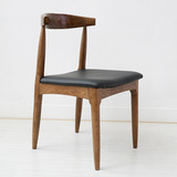 实木餐椅北欧日式牛角椅肯尼迪书房椅子白橡木咖啡厅靠背凳子木邻