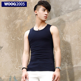 WOOG2005男士青年背心修身型 2016夏季弹力打底汗衫 纯色无袖坎肩