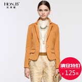 HONB/红贝缇英伦秋季女装OL风格一粒扣短款修身小西装外套W33047