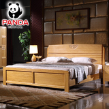 卧室家具 简约现代实木床1.8米双人床大床楠竹床中式田园床竹制床