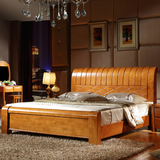 圆上缘品牌家具全实木床1.8米橡胶木床1.5中式高箱储物床包邮16